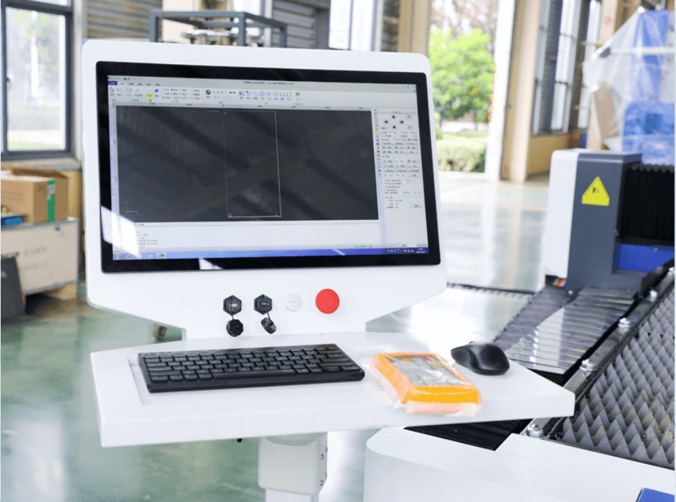 Sheet and tube fiber laser cutting machine with cover open