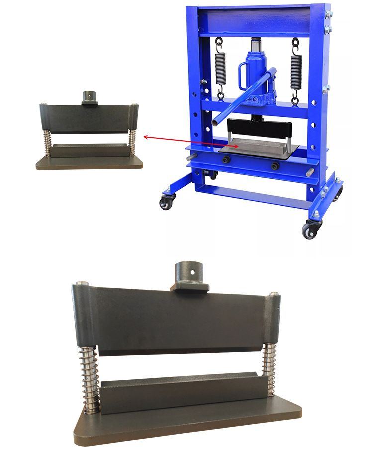 KECMT finger brake attachment mounted on a hydraulic shop press — a complete DIY press brake setup