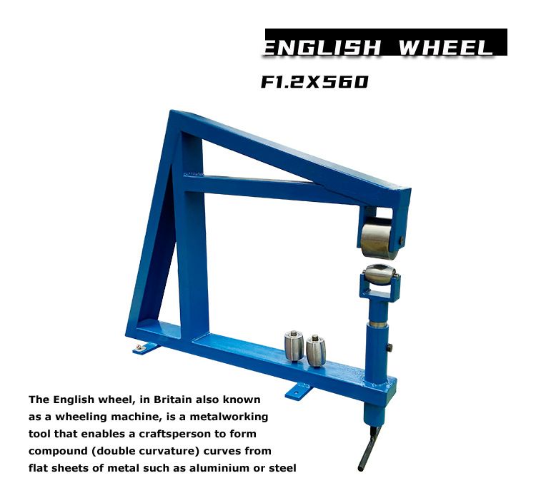 English wheel F1.2x560 with upper anvil wheel and lower rolling wheel