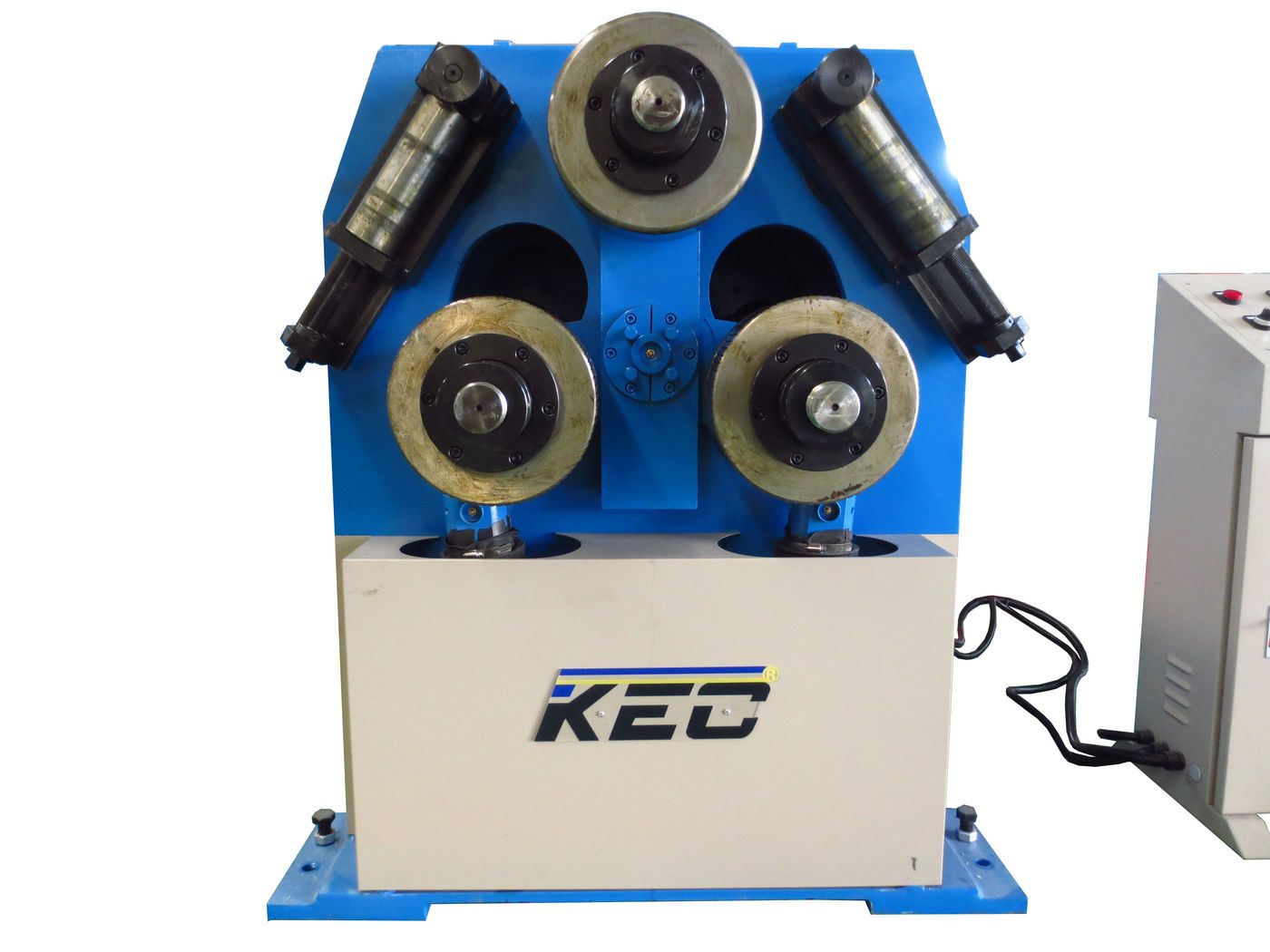 KEC hydraulic roll bender with three active rollers and control box